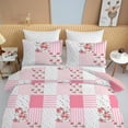 thumbnail image 3 of Psoiuetr King Comforter Set Pink Spring Floral Comforter King Size Patchwork Flower Cozy Bedding Set 3 Pieces Cute, 3 of 7