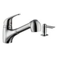 thumbnail image 2 of Low Profile 1-Handle Pull-Out Kitchen Faucet with Dispenser in Brushed Nickel, 2 of 2