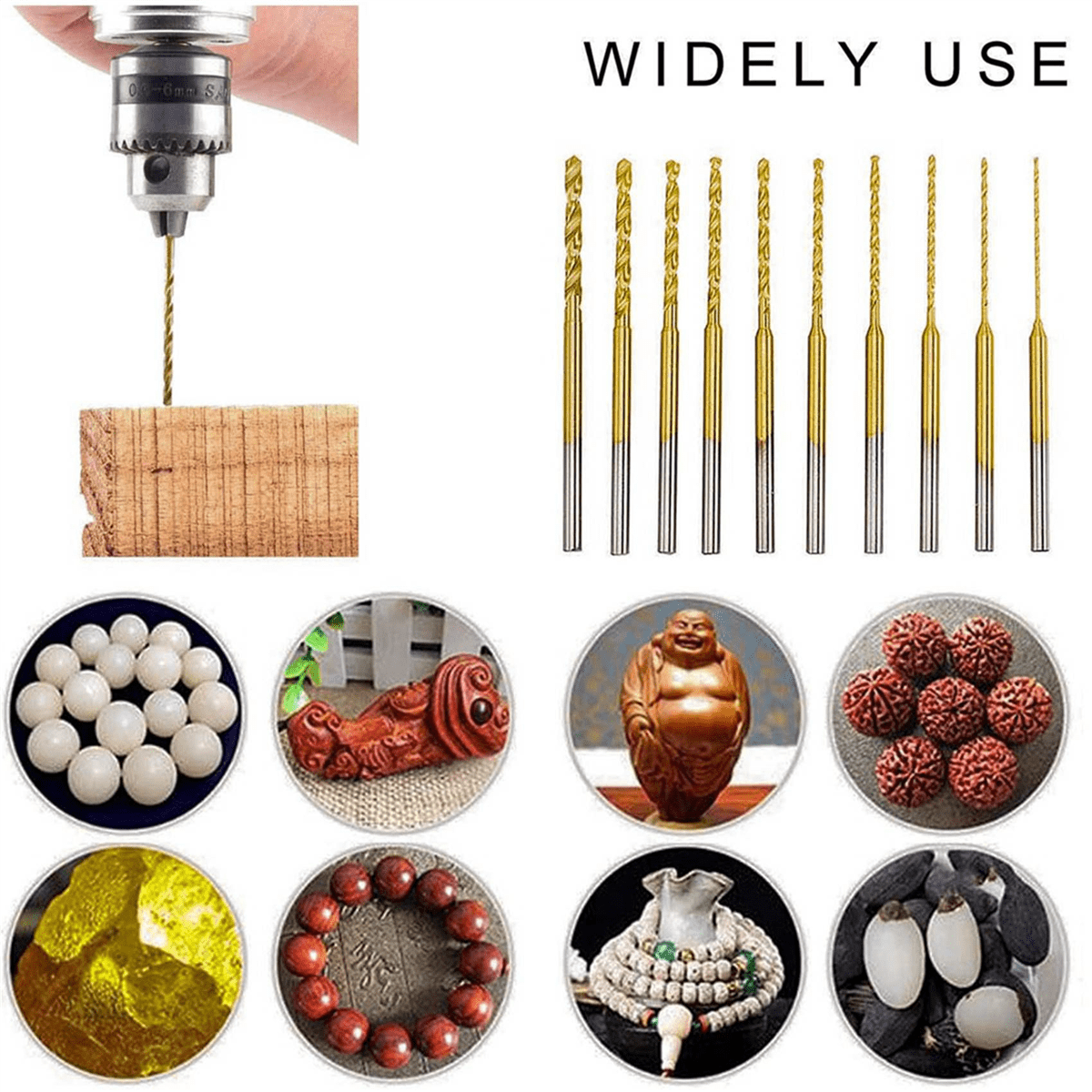 Micro-Twist Drill Bit Set - 50Pcs 0.6mm-2.2mm Tiny 2.35 Shank HSS Mini Engraving Bits Hole Drilling Tool