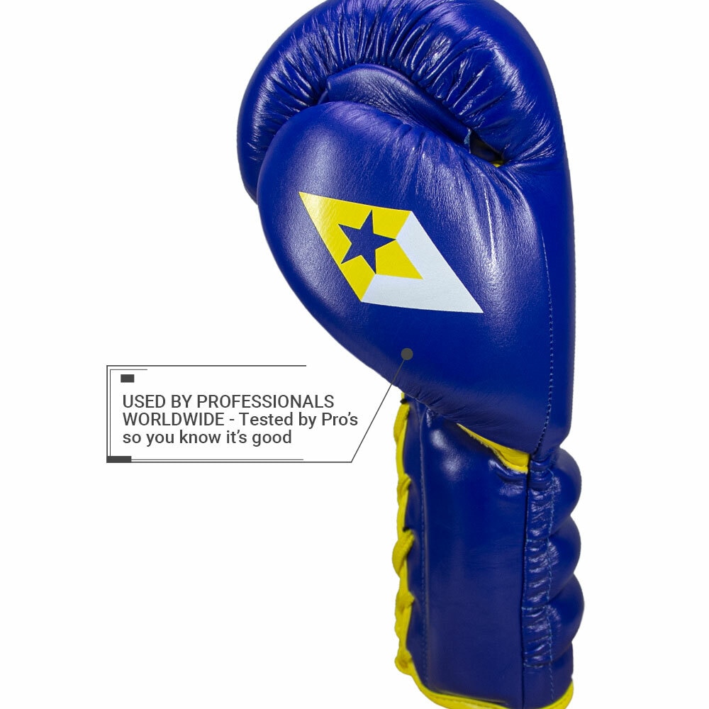 S4 Sentinel Lace Pro Leather Gel Boxing Gloves - Authentic Blue