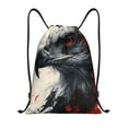 thumbnail image 1 of Xecao Red Black Ink Style Bald Eagle Pattern Sports Drawstring Backpack - String Swim Gym Bag with Wet Proof Pocket for Women&Men-Small, 1 of 6