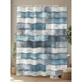 thumbnail image 4 of Fsddascl Blue Grey Wooden Shower Curtain Set - 48" x 72" Washable Bathtub Curtain with 12 Hooks, Farmhouse Vintage Cabin Stripes Waterproof Fabric Stall Shower Curtains for Bathroom/Bathtub Décor, 4 of 6