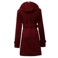 thumbnail image 3 of Women Jackets Fall Double Breasted Pladi Hooded Lapel Wool Trench Coat With Belt Plus Size 2025 Winter Outfits, 3 of 3