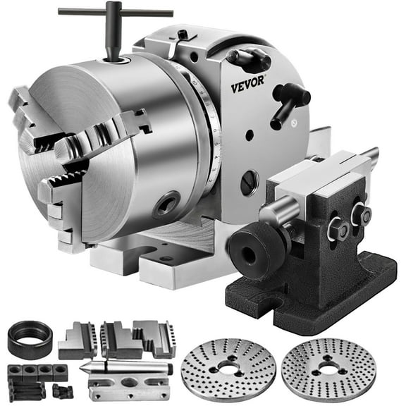 Dividing Head BS-0 5Inch 3 Jaw Milling Set (5 Inch Chuck)Milling Machine Rotary Table Tailstock Chuck Dividing Head Set Precision Semi Universal Dividing Head for