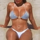 thumbnail image 4 of Sexy mujer Color sólido strass espalda descubierta Bikini dos piezas traje de baño conjunto de ropa de playa Fridja nalpqowj51562, 4 of 8