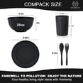 thumbnail image 3 of Homienly Wheat Straw Dinnerware Sets, 20pcs Unbreakable Microwave Dishwasher Safe Tableware Lightweight Bowls, Cups, Plates Set Reusable Dinner Plates Bowls set, Dishes Set (Matte Black), 3 of 8