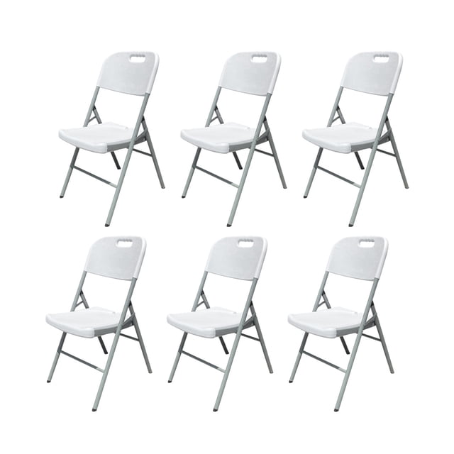 Set de 6 Sillas Plegables de Plástico Vänlig Blancas - Sillas Portátiles de Exterior e Interior para Eventos