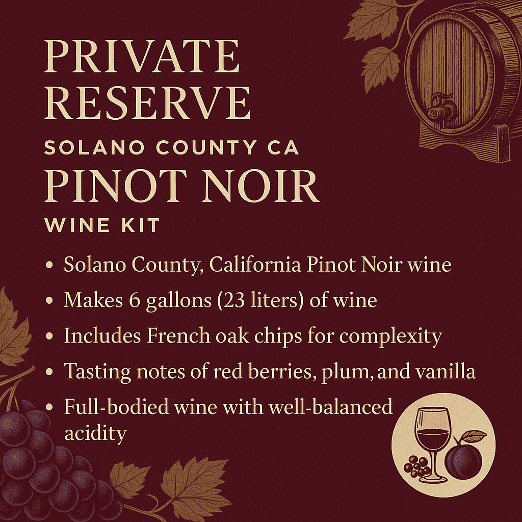 Winexpert Private Reserve Solano County CA Pinot Noir Wine Kit