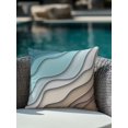 thumbnail image 4 of 1 Pack Outdoor Throw Pillow, Teal Blue Ombre Cream Waterproof Pillow with Insert Included, Modern Geometric Brown Aesthetic Decorative Accent Cushion Sofa Pillows for Patio Porch, 16 x 16 In, 4 of 8