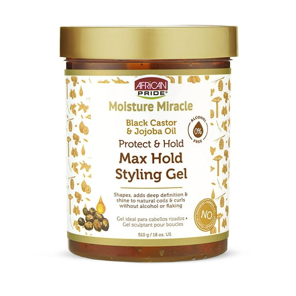 African Pride - Moisture Miracle Black Castor & Jojoba Oil Max Hold Styling Gel 18 Oz. * BEAUTY TALK LA *