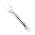 thumbnail image 3 of y rebanador de tenedor de sandía 2 en 1, utensilio de cocina Manual portátil, tenedor de fruta para acampar, familia, fiestas en casa en inte plata y negro, 3 of 8