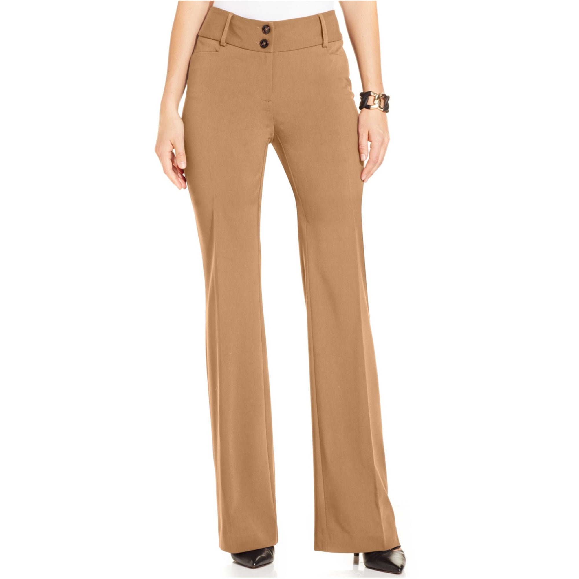 Alfani Alfani Womens CurvyFit Casual Trousers, Brown, 14 Walmart