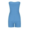 thumbnail image 4 of ZACPNCV Women's Solid Color Backless Sleeveless Strapless Shorts Set Blue, 4 of 6