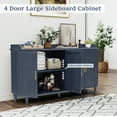 thumbnail image 4 of Weselon Farmhouse Sideboard Cabinet with 3 Rattan Doors,Kitchen Storage Cabinet with Adjustable Shelf and Metal Legs for Dining Living Room,Blue, 4 of 8