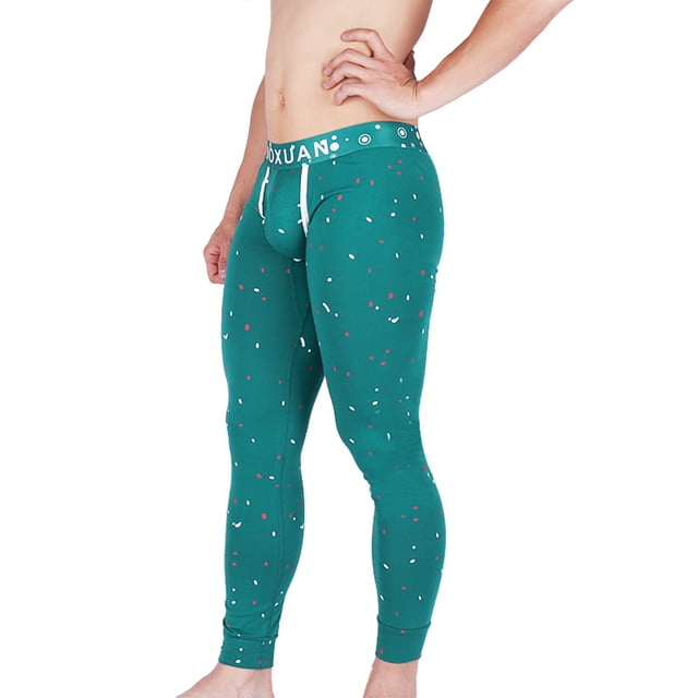 Guardurnaity Calzas de ropa interior para hombre, pantalones elásticos estampados a la moda para hombre, pantalones de capa Base de absorción de sudor, ropa Ropa interior puntos verdes L Guardurnaity AP013663-14