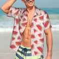 thumbnail image 5 of Lsque Watermelon pattern Hawaiian Shirt for Men, Unisex Summer Beach Casual Short Sleeve Button Down Shirts-X-Large, 5 of 9