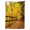 thumbnail image 3 of Ambesonne Landscape Tablecloth Rectangular Table Cover, Fall Trees Leaf Road, 60"x84", Ginger Yellow Marigold, 3 of 4
