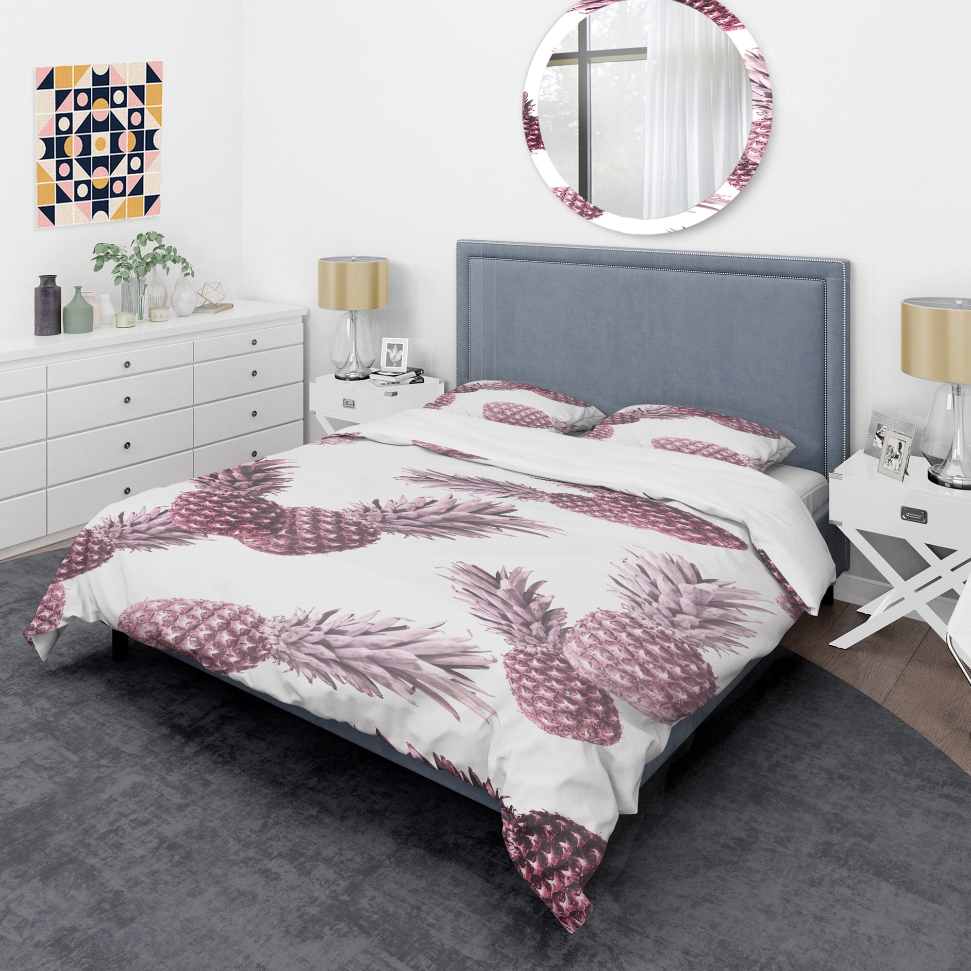 Designart 'Pineapple Summer Bliss III' Mid-Century Modern Duvet Cover Set