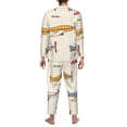 thumbnail image 5 of Bingfone Men'S Pajama Set 2 Piece Loungewear Pjs, Long Sleeve With Pajama Pants-Striped Vintage Planes, 5 of 9