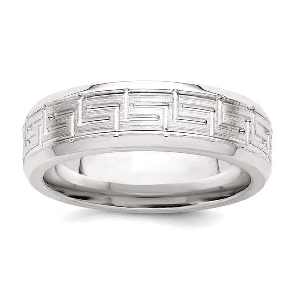 925 Sterling Silver 6mm Brushed Fancy Band Ring Size 13 Ring for Women and Men - 7.4 Grams