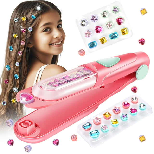 Kit de estampado Hair Gem Kidzkube con diamantes brillantes reutilizables