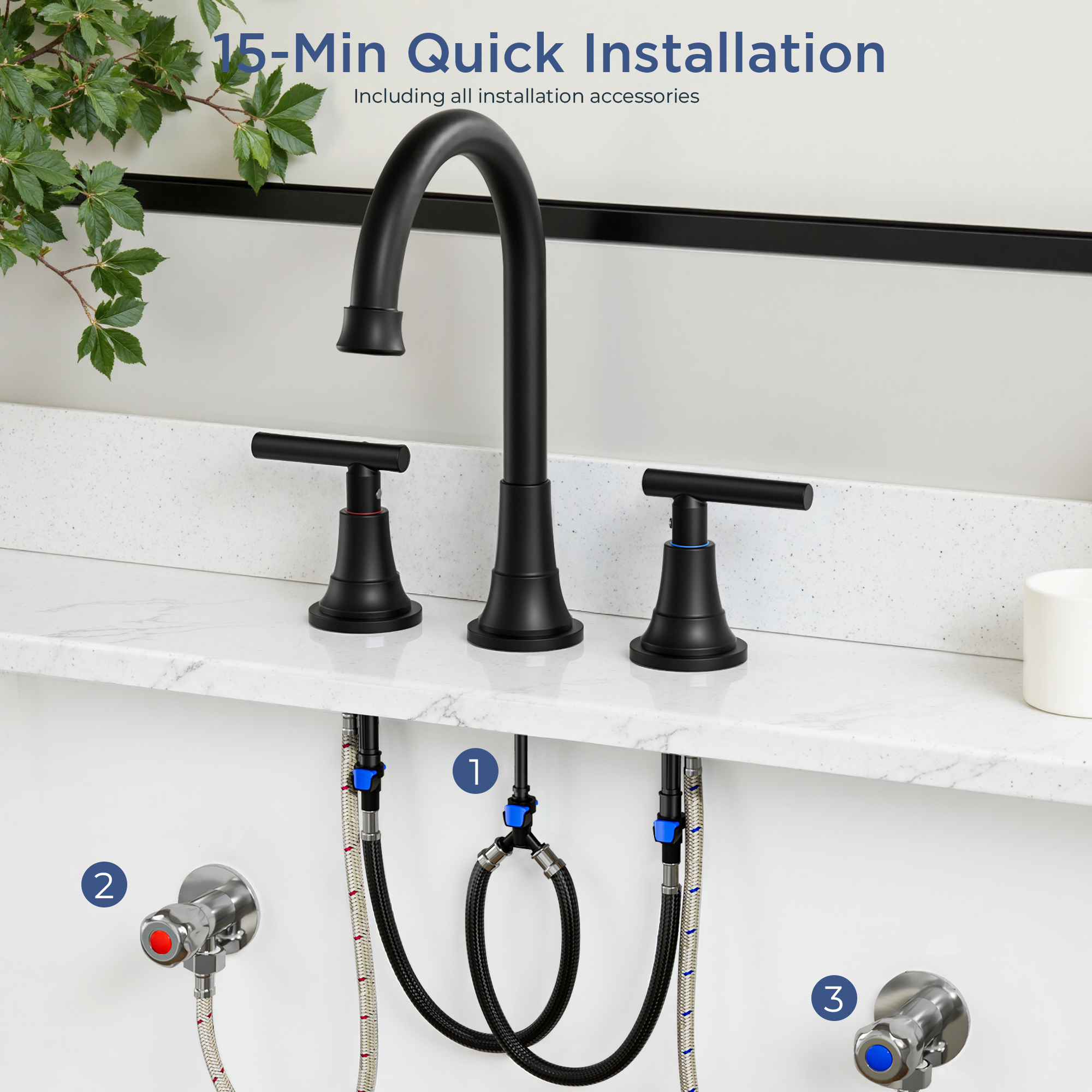 TVOFEK 8 Inch Widespread Bathroom Faucet, Matte Black photo 7