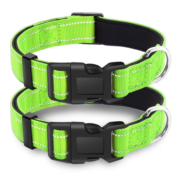2 Pack Reflective Dog Collar with Safety Locking Buckle, Adjustable Soft Breathable Comfortable Nylon Pet Collar for Small, Medium and Large Dogs, Turquoise, XS