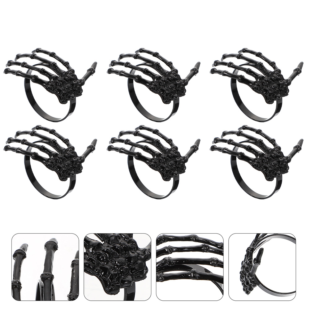 6Pcs Horrible Halloween Ghost Palm Shaped Napkin Rings Halloween Napkin