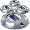 thumbnail image 1 of Luces solares para cubierta, luz de muelle para entrada, LED, con energía solar, para exteriores, impermeables, marcadores de carretera para camino de tierra, patio, patio, paquete de 4 (blanco) TUNC Sencillez, 1 of 5