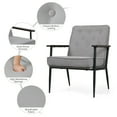 thumbnail image 2 of Accent Sofa Chair Fabric Accent Chair Metal Tapered Leg Modern Comfy Decorative Single Sofa with Arm Side Chair Slipper Chairs for Living Room Club Leisure Sofa Upholstered Sofa Chairs, Light Grey, 2 of 7