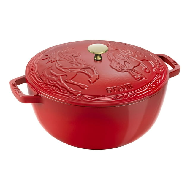 STAUB la Cocotte Four Français Rond en Fonte 4,8 L Année du Cheval, Cerise