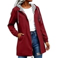 thumbnail image 4 of yardsong Women's Raincoats Lightweight Waterproof Long Rain Coat with Hood Pocket Windbreaker Trench Coat Climbing Hiking Raincoat Red,M, 4 of 9