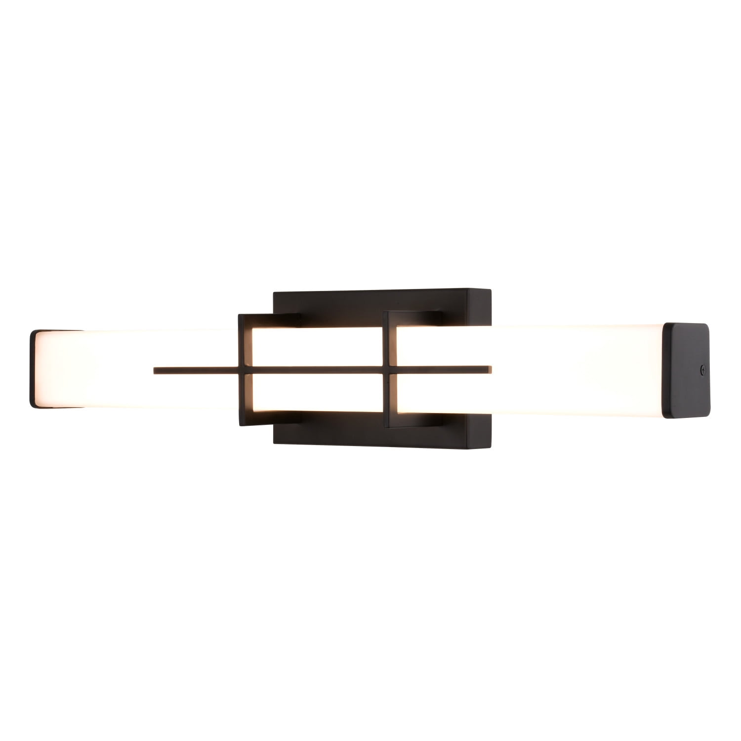 Fuller Park 1 Light LED Matte Black Contemporary Bathroom Vanity Fixture White Glass
