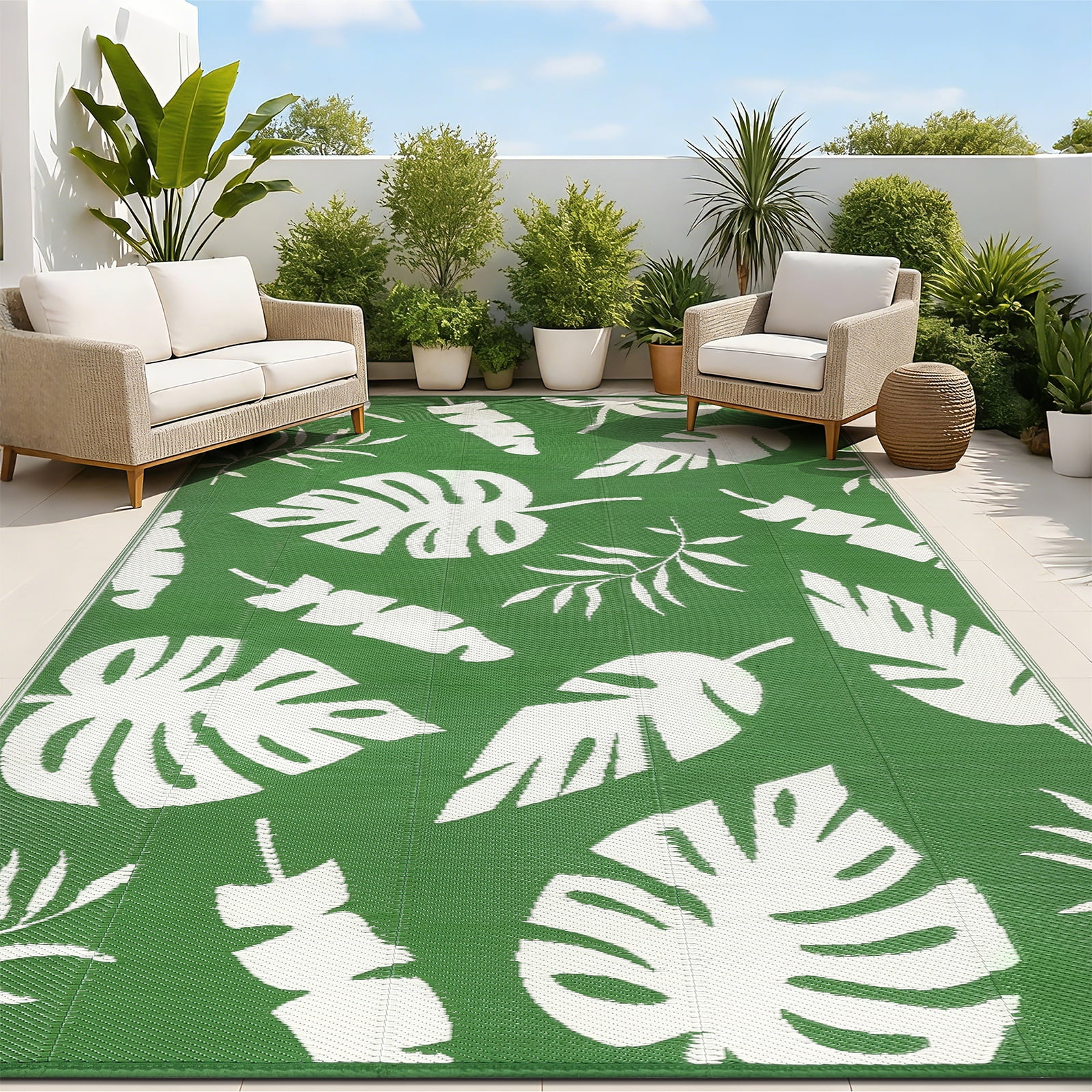 Better Homes & Gardens 5'x7' Palm Outdoor Rug - Walmart.com
