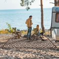 thumbnail image 2 of SHIQI-5'x8' Outdoor Rug Waterproof, Reversible Camping Mat, Plastic Straw Rugs for Patio, RV, Camper, Balcony, Backyard, Picnic, Deck (Coffee & Beige), 2 of 4