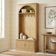 thumbnail image 6 of Tribesigns Hall Tree with Bench and Shoe Storage, 4-in-1 Design Entryway Bench with Coat Rack, 70.86" Tall Mudroom Rack with 5 Double Hooks and Adjustable Shelf for Hallway, 6 of 10