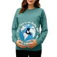 thumbnail image 2 of QIUOMBBP Women Long Sleeve Shirts Maternity Crew Neck Pullover Sweatshirts Pregnancy Funny Print Tops Loungewear Light Blue S, 2 of 7