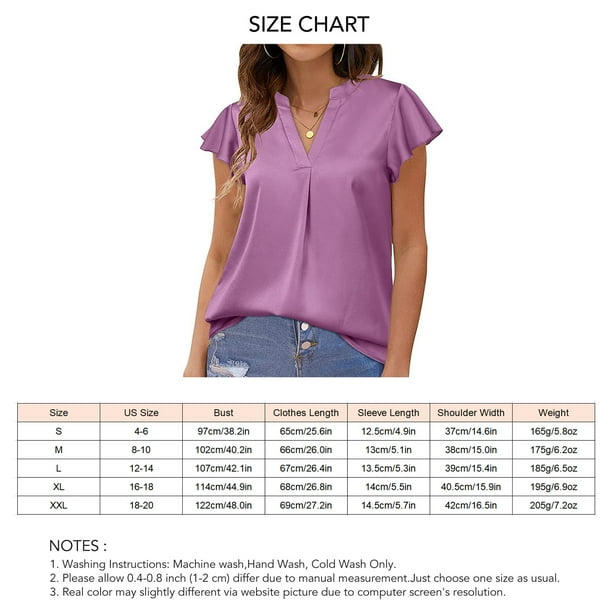 Camiseta MixShe Para Mujer - Manga Corta, Cuello En V, Morado, Talla XL, Tejido Suave Elástico