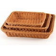 thumbnail image 2 of 1/2/3pcs Poly Wicker Bread Basket Woven Bread Baskets Rattan Fruit Basket Tabletop Food Basket for Vegetables Restaurant Home Kitchen Serving Display, 2 of 9