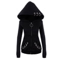 thumbnail image 3 of Pntutb Womens Plus Size Clearance,Women's Loose Gothic Punk Long Sleeve Hooded Black Cardigan Zipper Jacket Coat, 3 of 6
