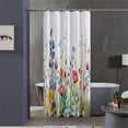 thumbnail image 5 of Stall 36"x72"Cute Purple Teal and Orange Blue Flowers Shower Curtain Set with Hooks Watercolor Botanical Bathroom Curtain Modern Minimalist Waterproof Bath Curtain Machine Washable, 5 of 6