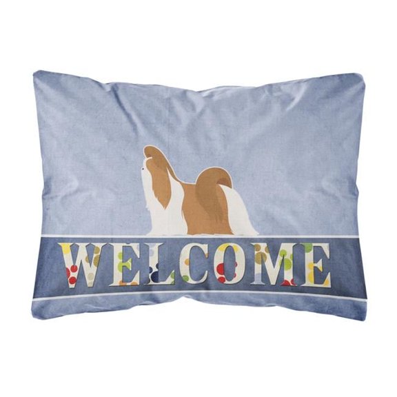 Carolines Treasures BB5550PW1216 Shih Tzu Welcome Canvas Fabric Decorative Pillow, 12H x16W, multicolor