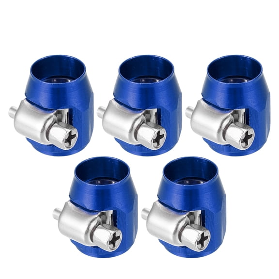Unique Bargains 5 Pcs AN4 Hex Car Hose Finisher Flexible Rubber Pipe Clamp with Screw Band Adapter Fitting Blue