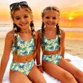 thumbnail image 5 of CCRFTGI Girls Swimsuit Size 10-12 2 Piece Set Swim Vacation Girls Bathing Suit Beach Holiday Hawaiian Tropic Bikini Set Summer Cute Girls Clothes Swimsuits Swimwear Green 2-3 Years, 5 of 9