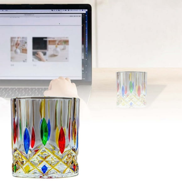 Handmade Glass Cup Drinking Glass For Water Juice Elegant Color Block Design Desktop Liquid Storage Glassware