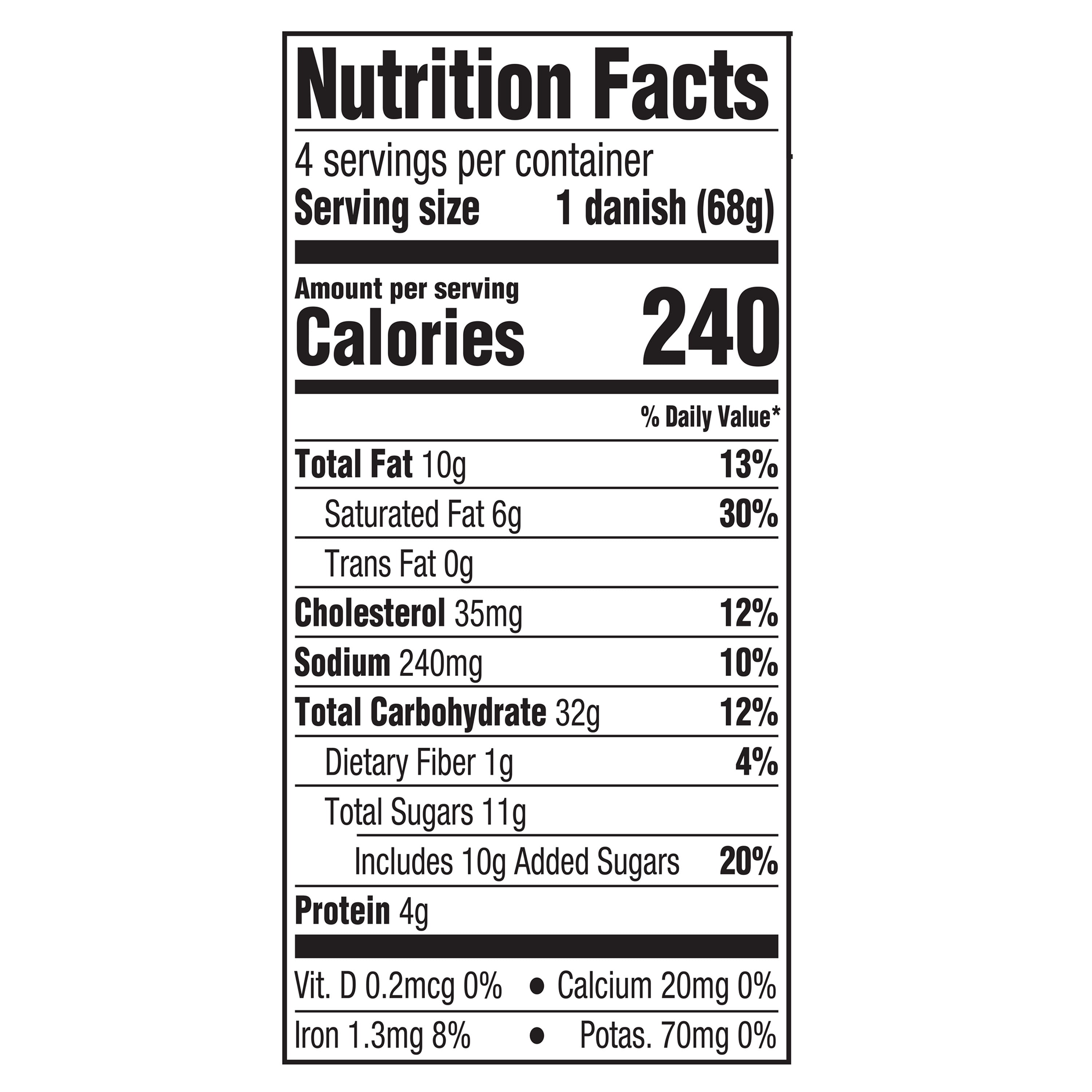 Marketside Strawberry Danish Pastry, 9.6 oz, 4 Count