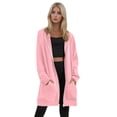 thumbnail image 3 of Resicozy Women's Zip Up Hoodies Plus Size Long Tunic Sweatshirt Casual Fashion Fall Jacket Coat with Pockets Light pink M, 3 of 4