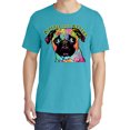 thumbnail image 2 of Wild Bobby,Pugs and Kisses Cute Dog Neon Rainbow Pug Dog Lover Garment-Dyed Washed Look Short Sleeve Tees, Blue Lagoon, Small, 2 of 3