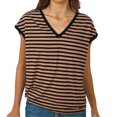 thumbnail image 5 of Women's V-Neck Sleeveless Tee - Breathable Striped Summer Top, Plus Size Loose Fit (XL-8XL, 10 Colors) | Yubnlvae (Coffee | 6XL), 5 of 8
