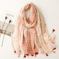 thumbnail image 2 of SUXIAN Women's Fall Scarf Lightweight Soft Floral Print with Tassel Shawl Light Gray One Size, 2 of 3